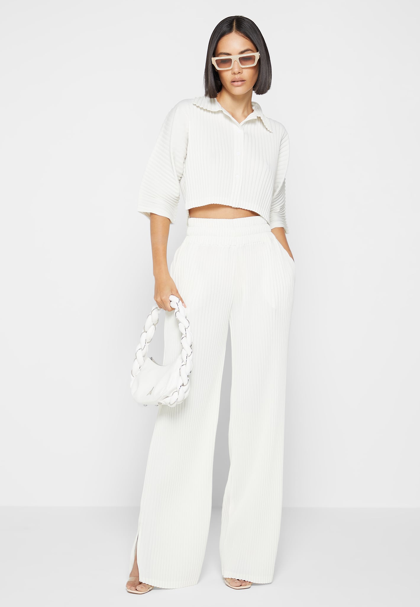 White Oxford Pleated Trouser