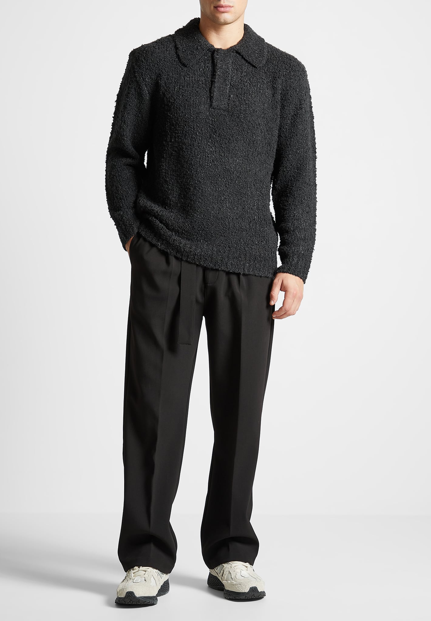 boucle-knit-polo-jumper-black