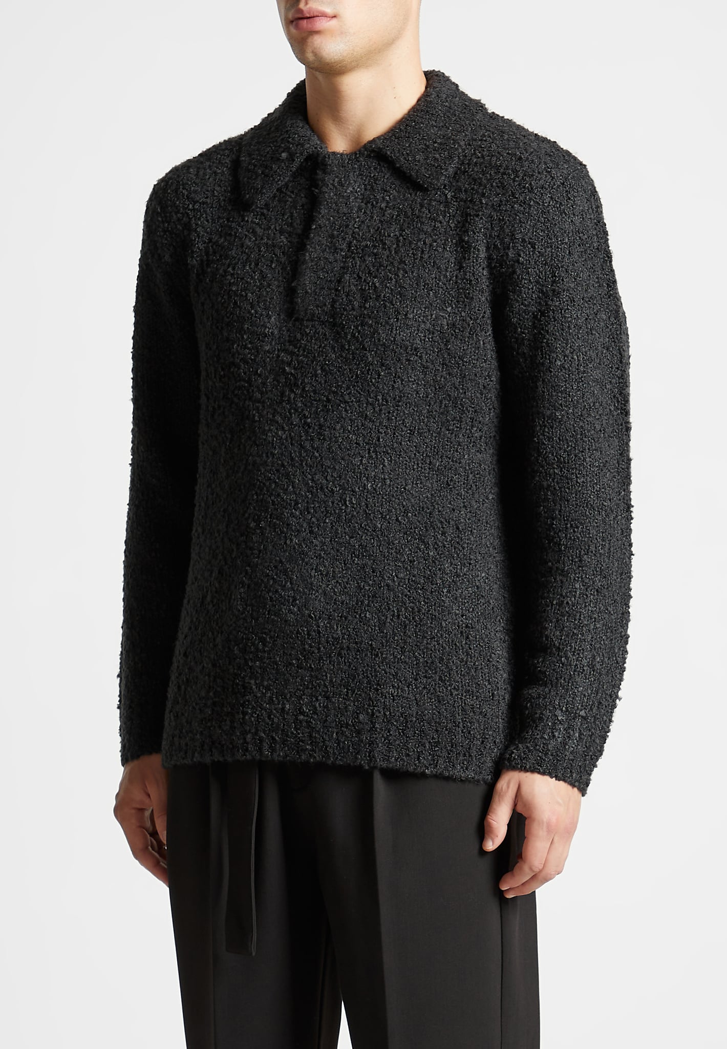 boucle-knit-polo-jumper-black