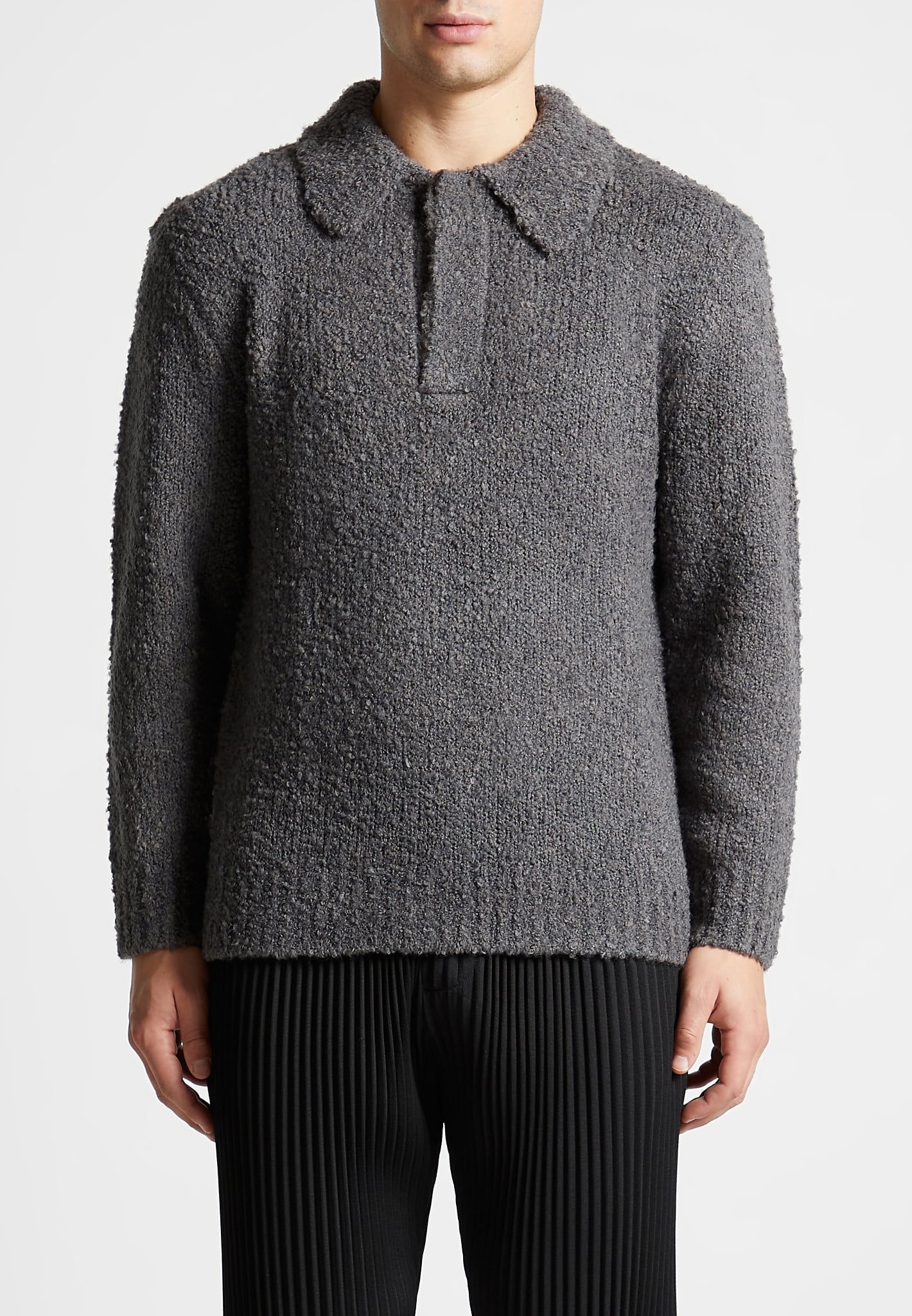 boucle-knit-polo-jumper-grey