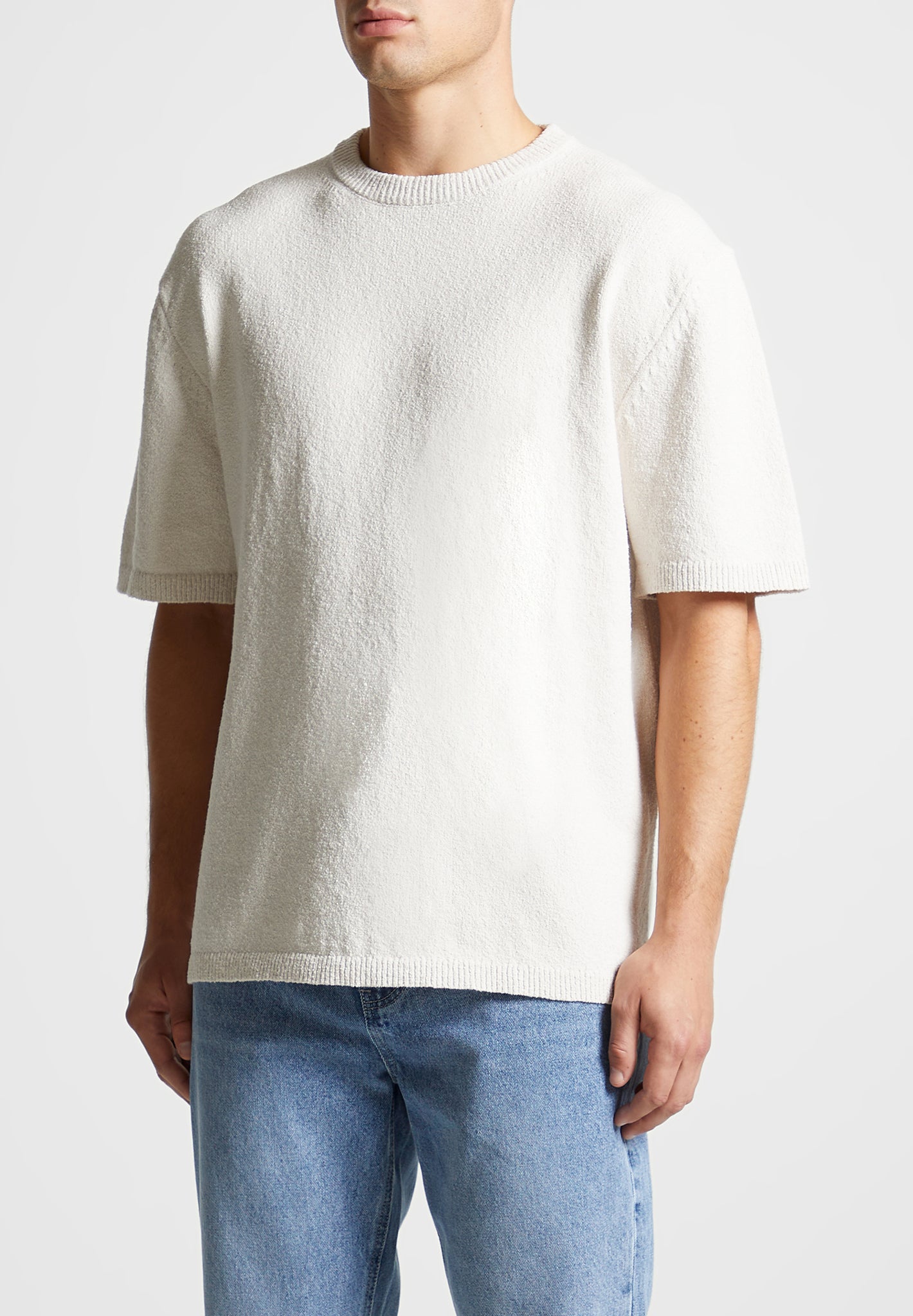 T-shirts  Mens COS RELAXED-FIT BOUCLÉ KNIT T-SHIRT CREAM