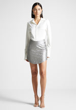 dipped-waist-metallic-mini-skirt-grey