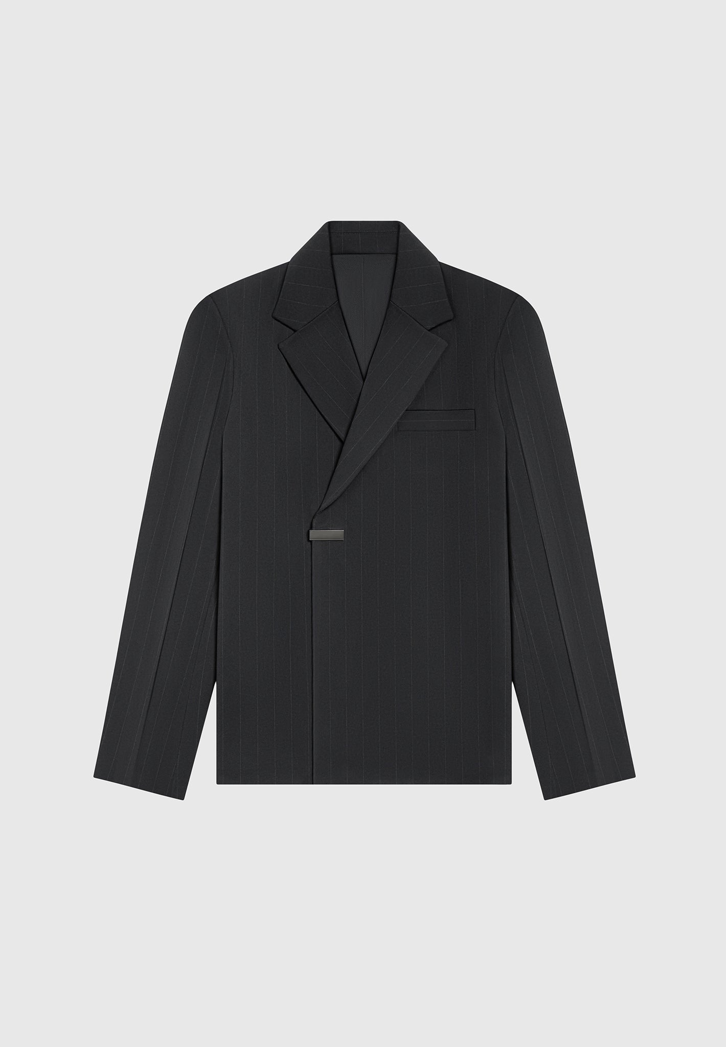 Double Breasted Pinstripe Suit Jacket - Black | Manière De Voir