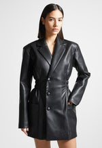 double-breasted-vegan-leather-blazer-dress-black