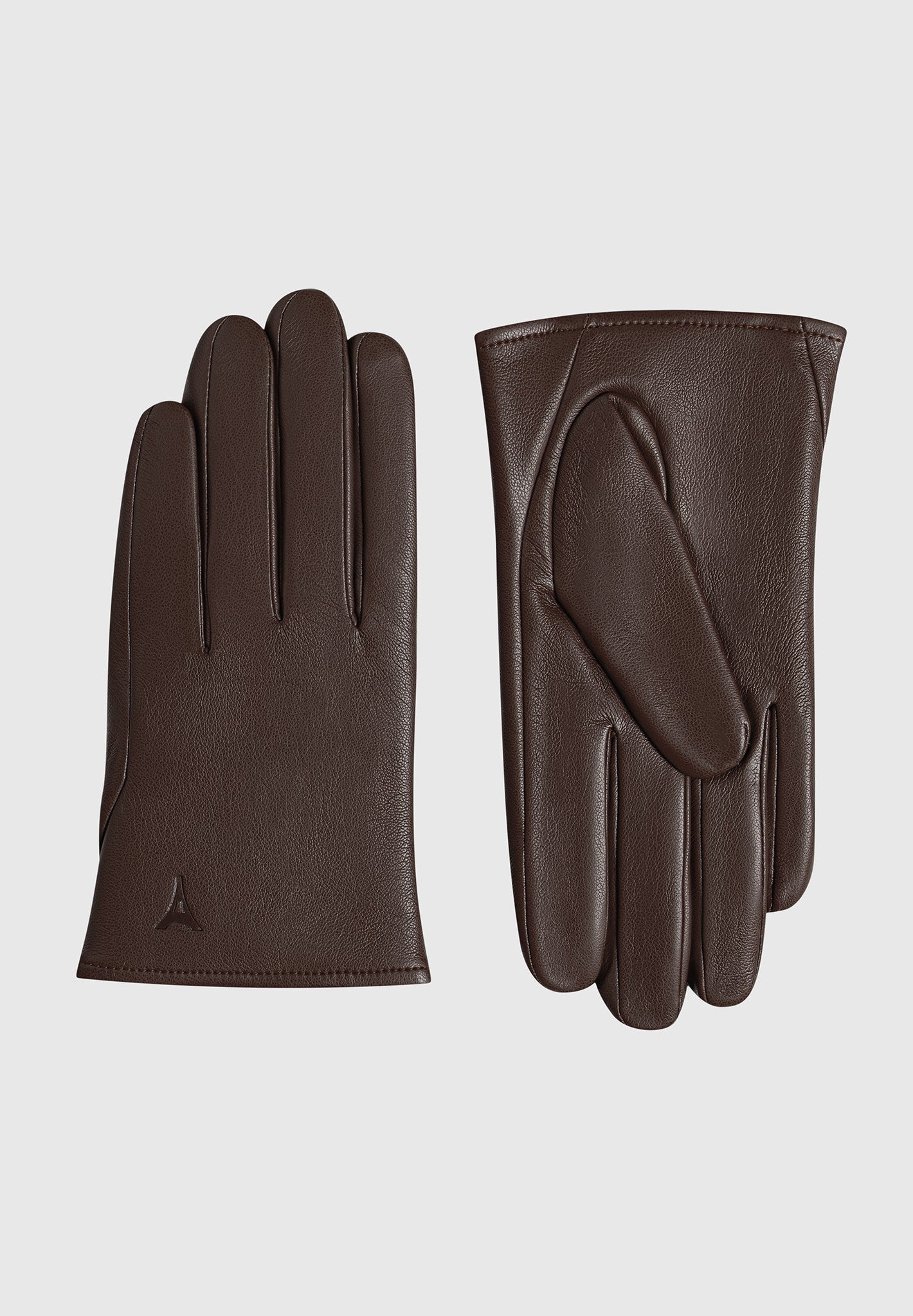 Leather Short Gloves - Brown