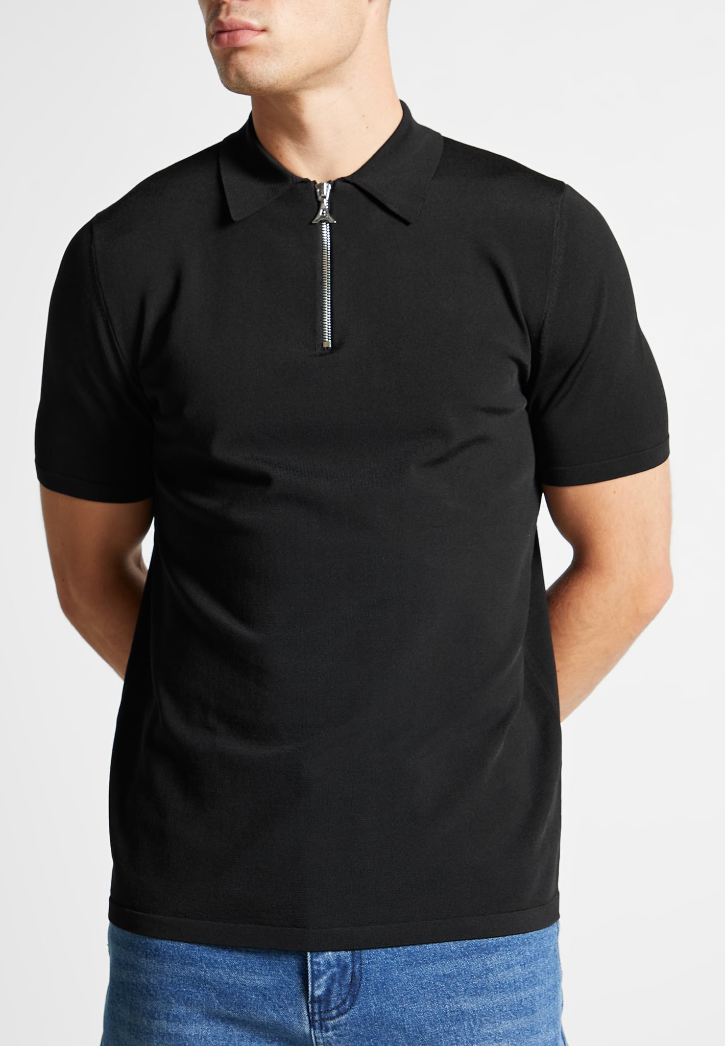 Mens black hotsell zip polo