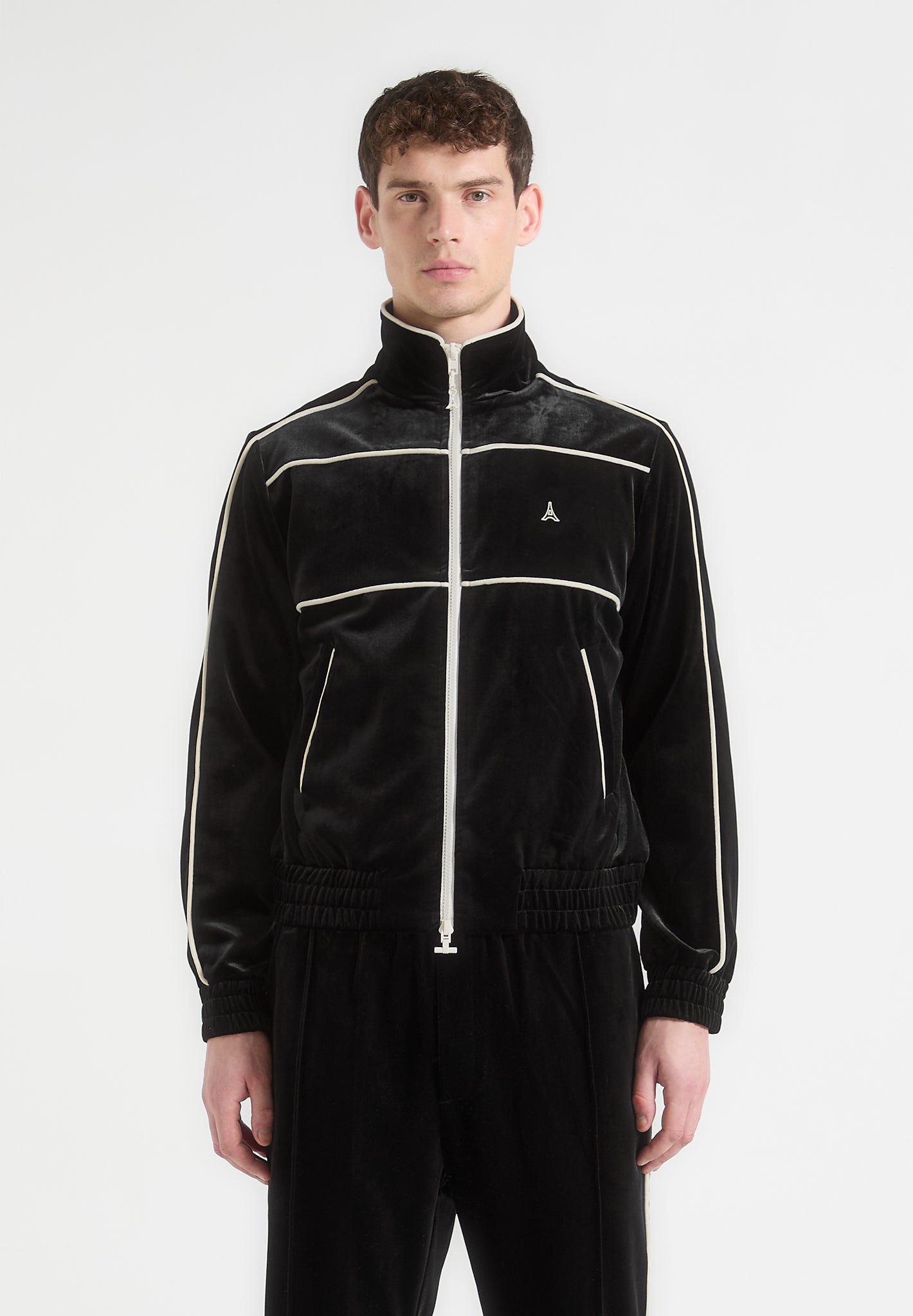 Eiffel Velour Track Jacket - Black