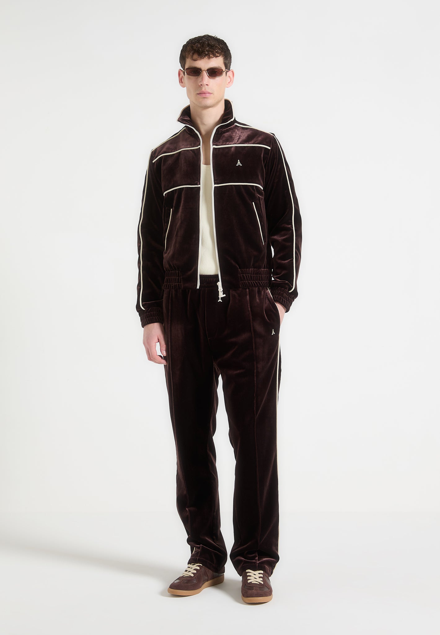 Eiffel Velour Track Pants - Brown