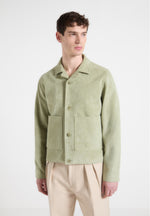 Suede Jacket with Revere Collar - Sage