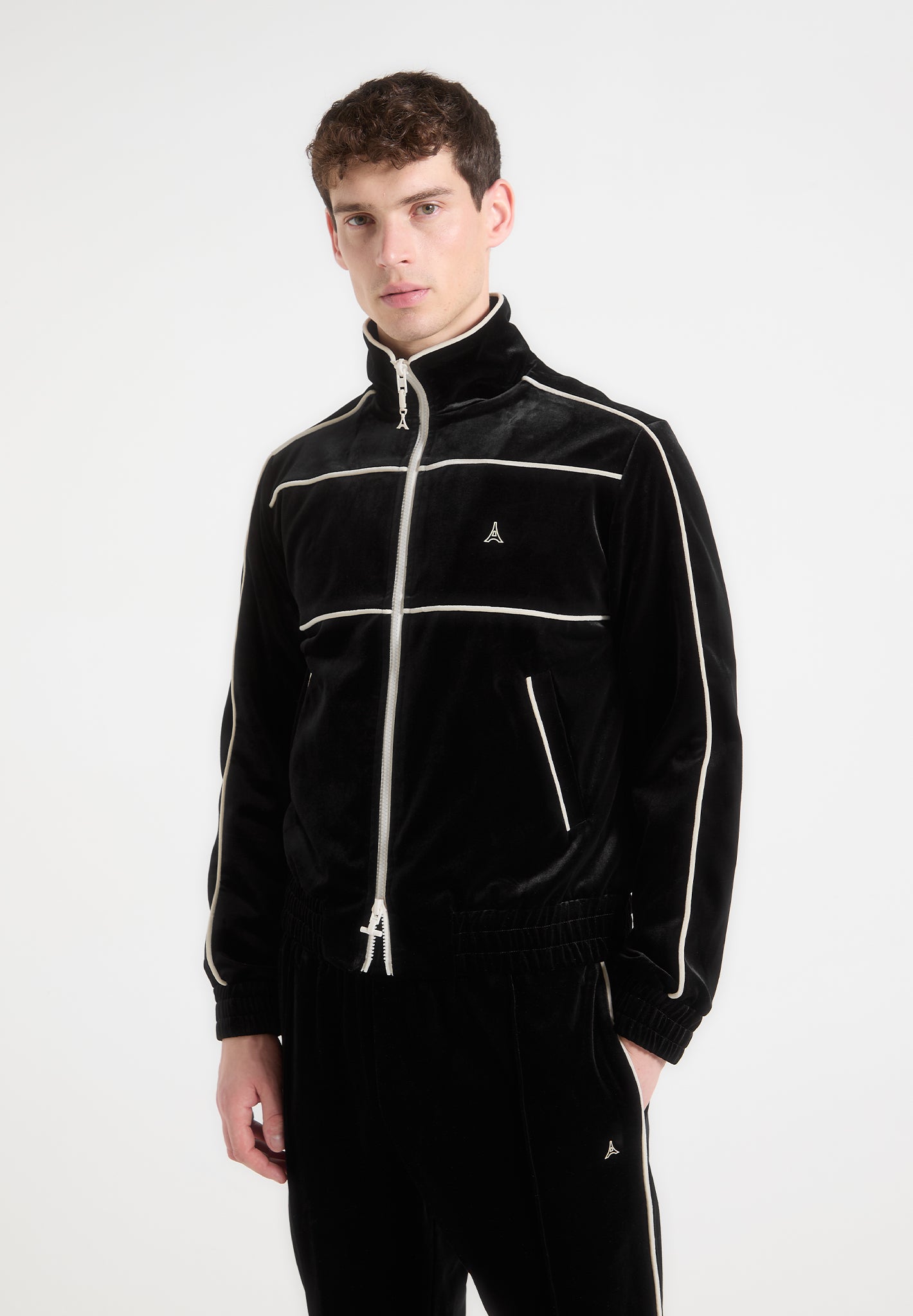 Eiffel Velour Track Jacket - Black