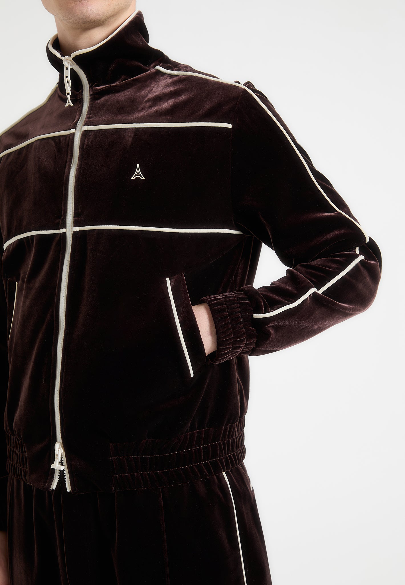 Eiffel Velour Track Jacket - Brown