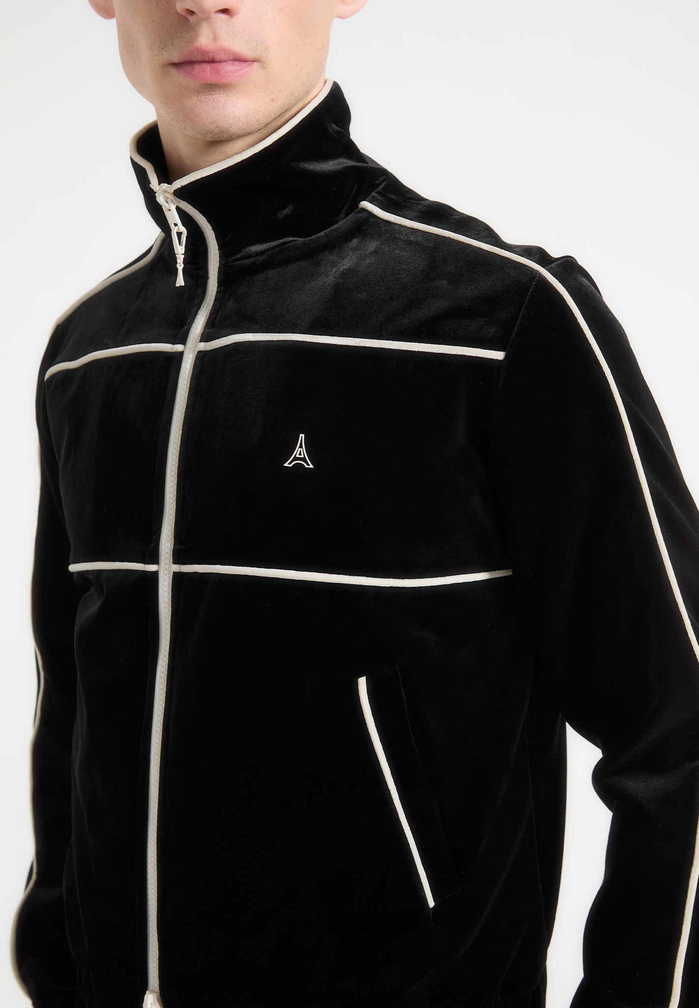 Eiffel Velour Track Jacket - Black