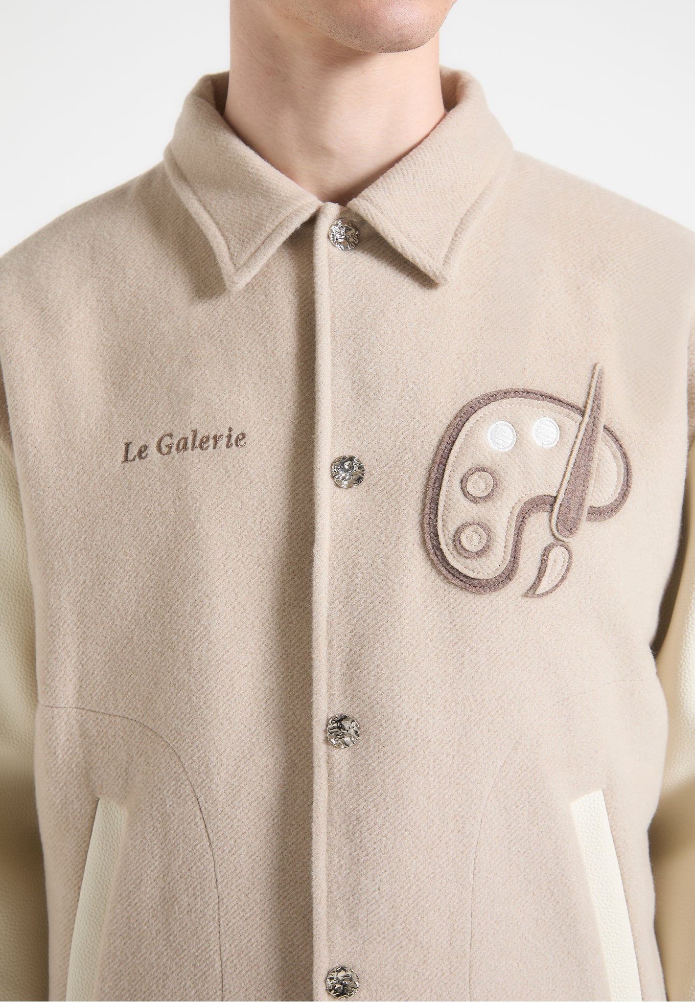 Le Galerie Wool-Blend Varsity Jacket - Beige