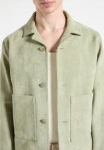 Suede Jacket with Revere Collar - Sage