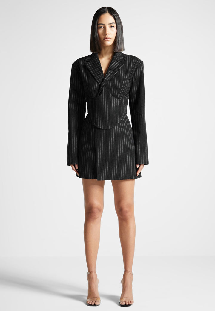 pinstripe-blazer-dress-with-reversible-corset-black