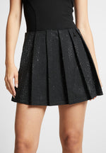 rhinestone-pleated-mini-skort-black