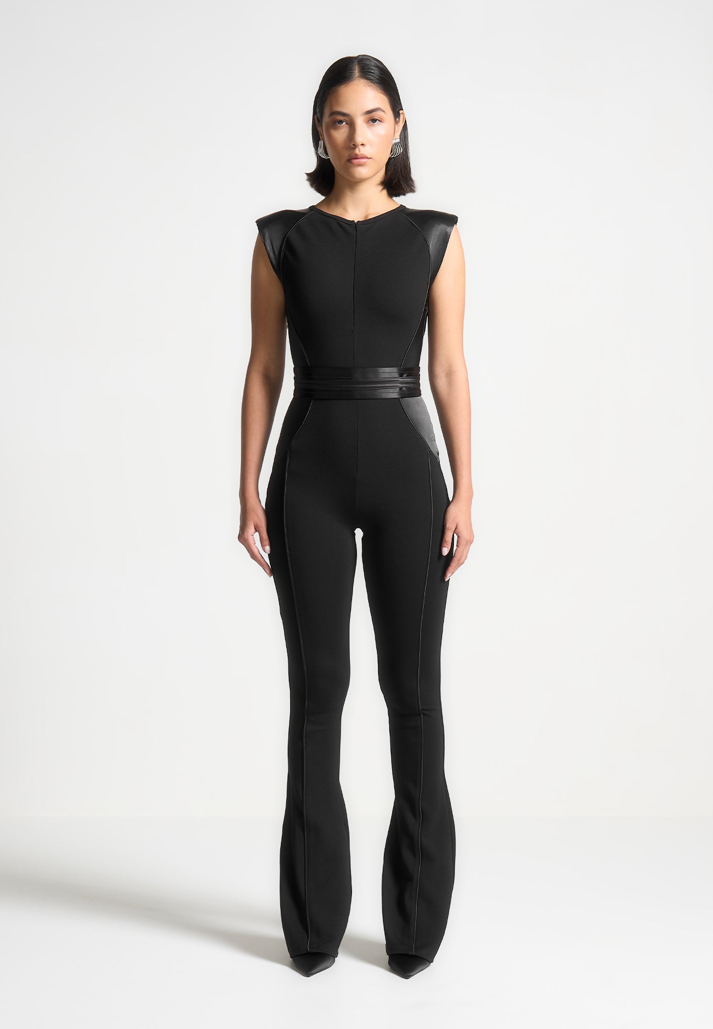 Black flared jumpsuit online