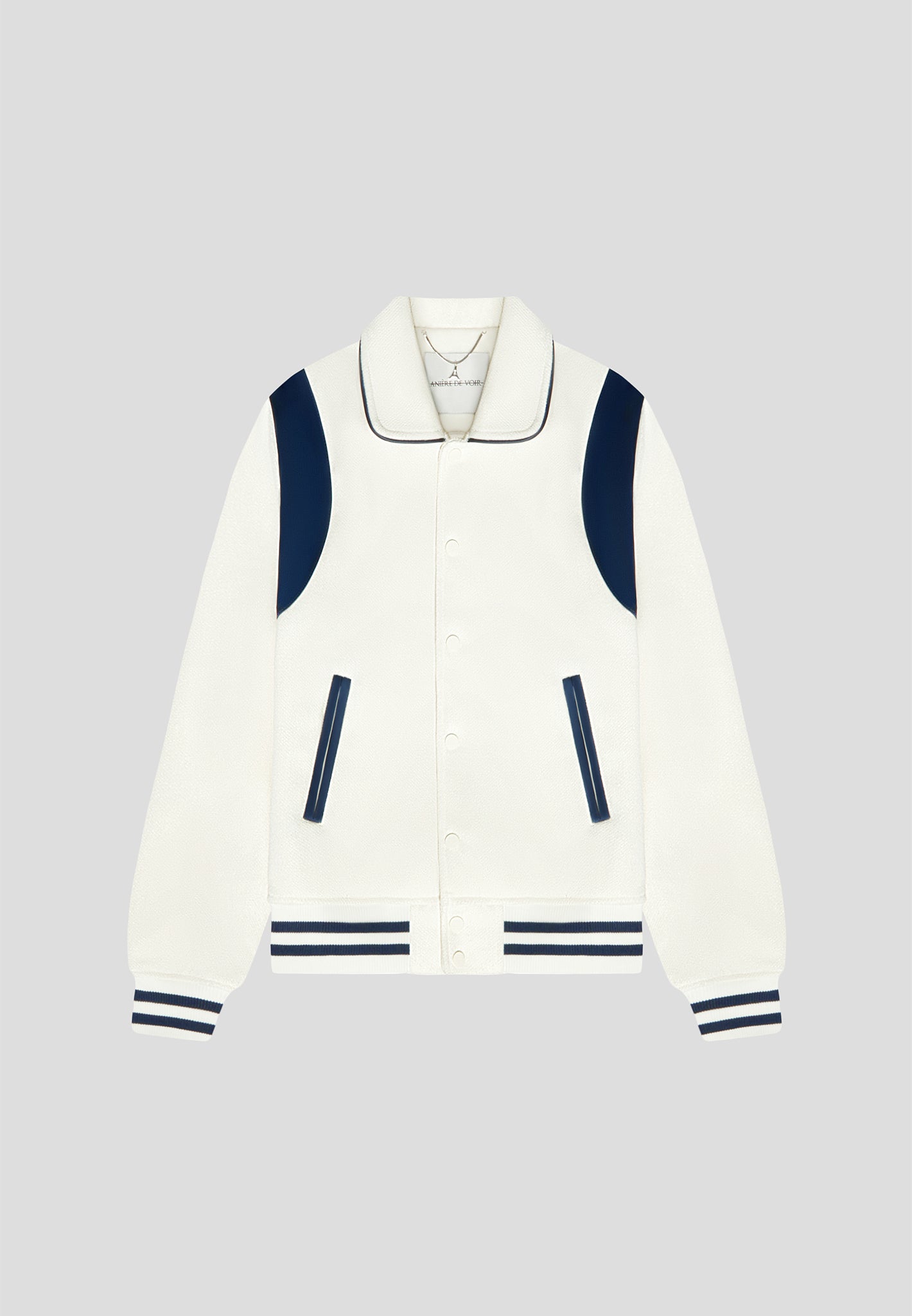 Satin Panelled Varsity Jacket - Off White | Manière De Voir