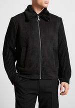 vegan-suede-shearling-knit-jacket-black