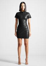 vegan-leather-gathered-dress-black