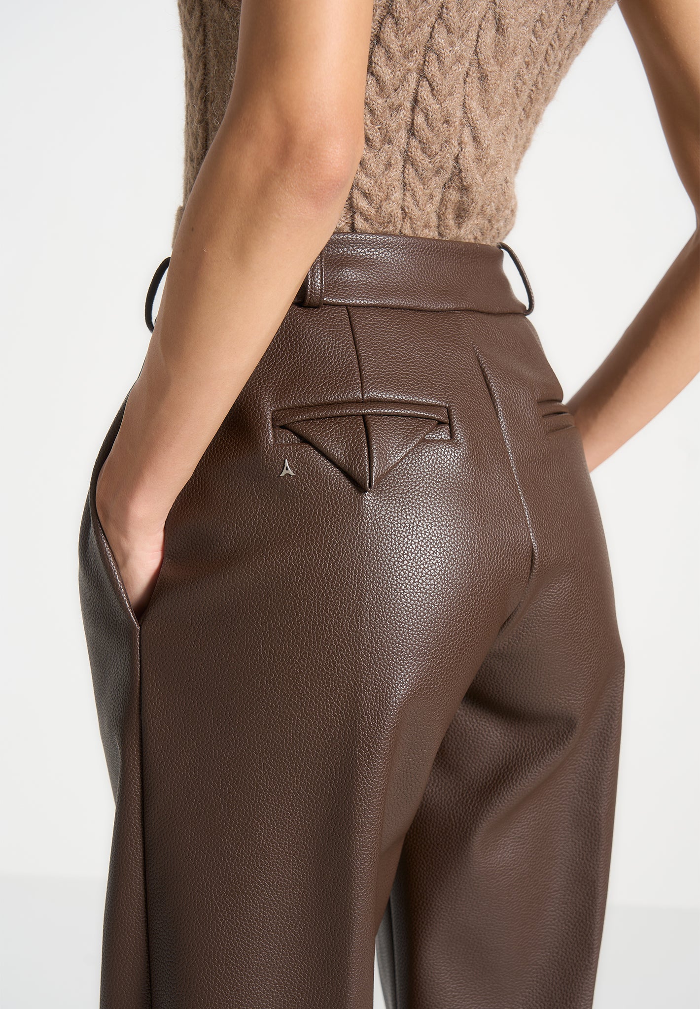 pebbled-leather-pleated-stacked-trousers-brown