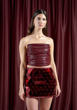 Leather Mirrored Mini Skirt - Wine Red