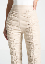 vegan-leather-ruched-trousers-beige