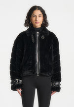 oversized-ribbed-plush-jacket-with-lapel-black