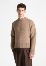 art-slogan-brushed-wool-knit-jumper-beige