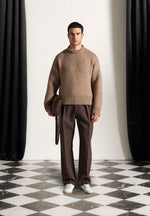 Art Slogan Brushed Wool Knit Jumper - Beige