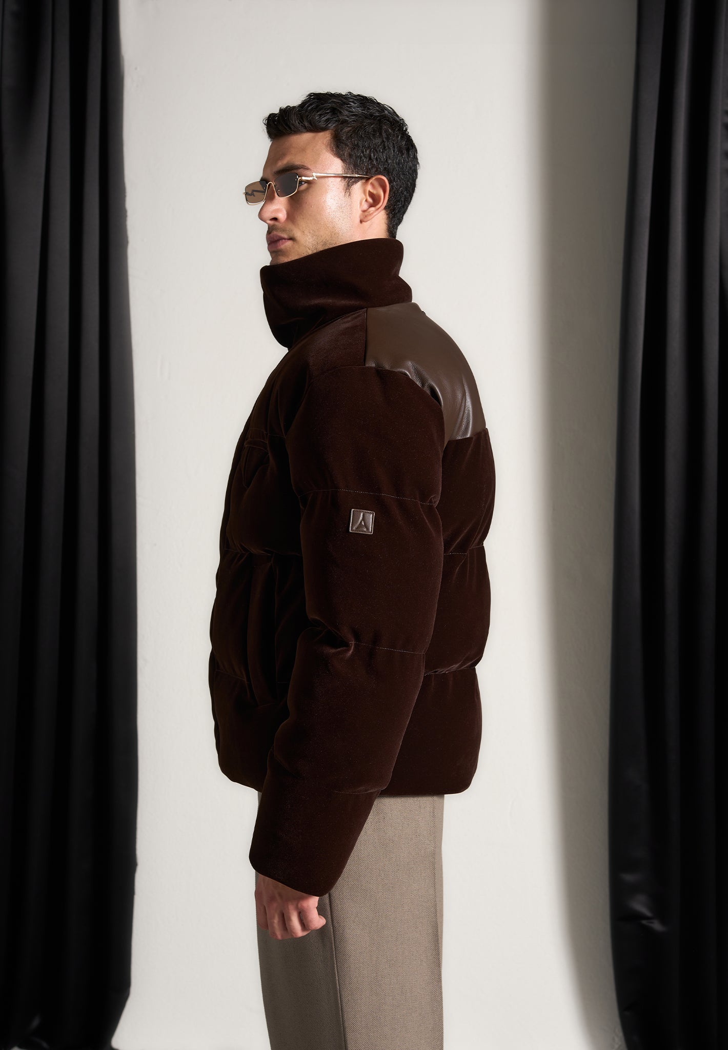 Limited Edition Velvet Puffer Jacket Brown Maniere De Voir