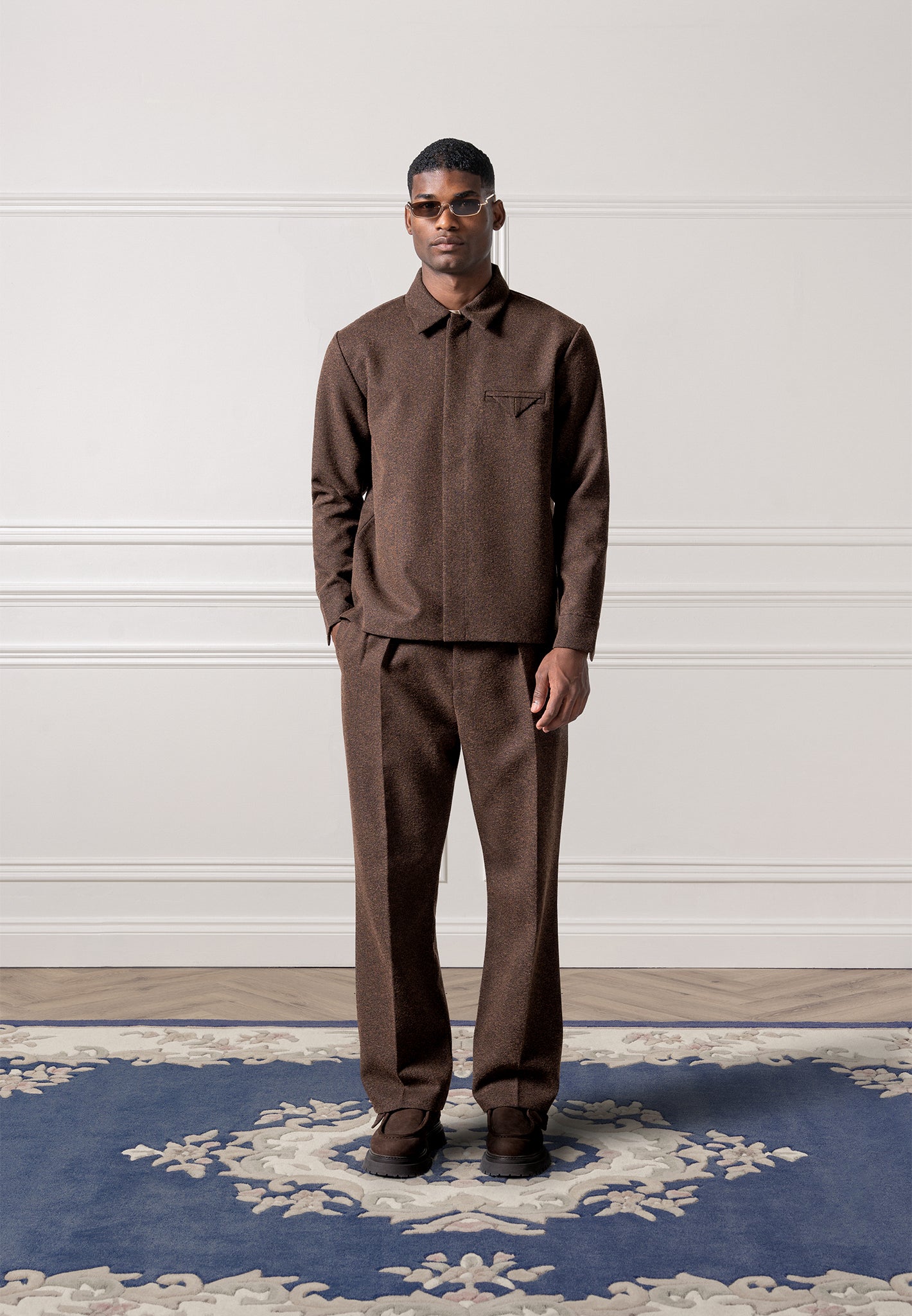 relaxed-fit-melange-tailored-twin-pleat-trousers-brown