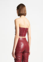 pleated-bandeau-vegan-leather-corset-top-wine-red