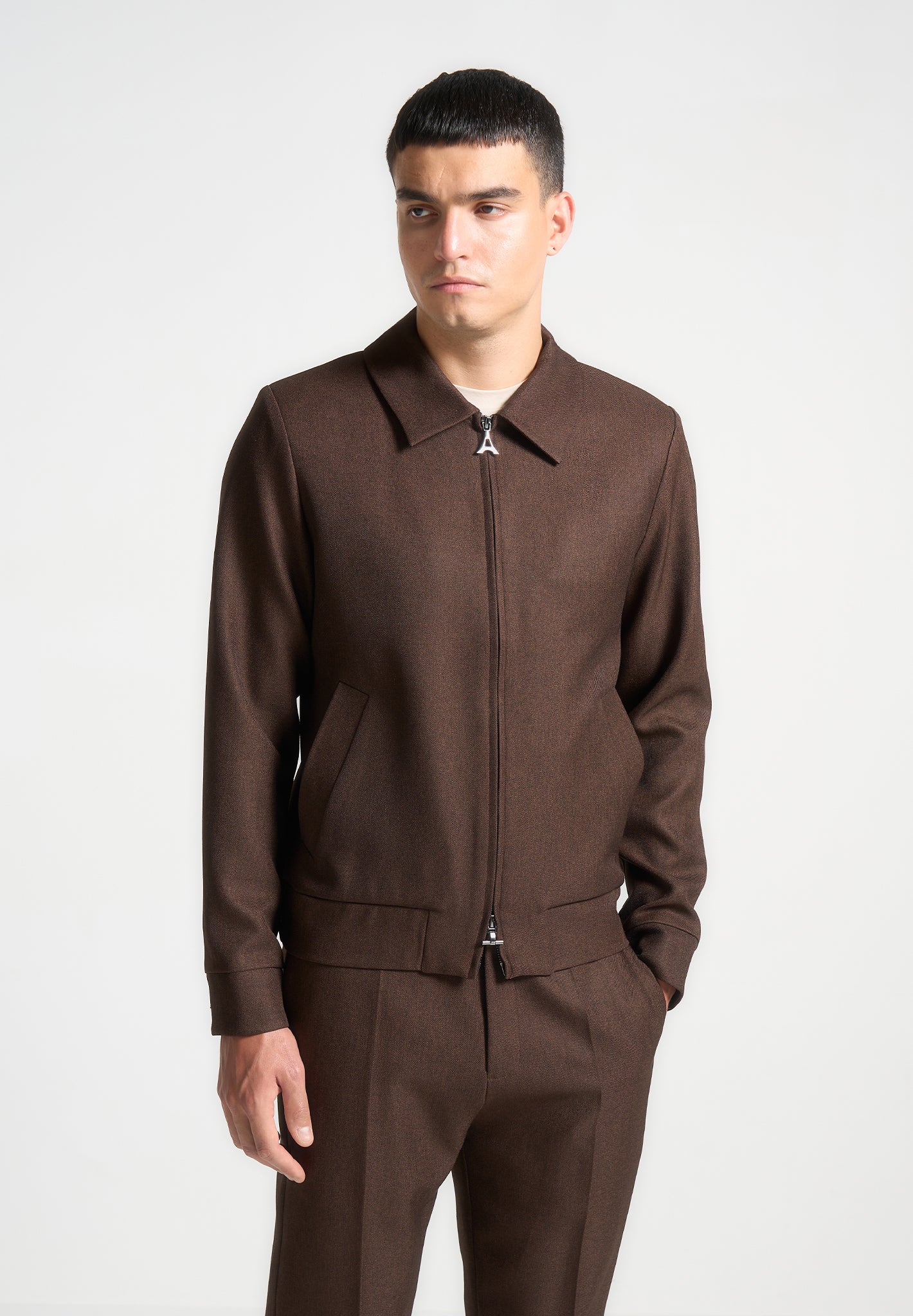 Tailored Harrington Jacket Brown Maniere De Voir