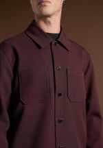 Twill Pocket Cropped Shirt - Wine Red