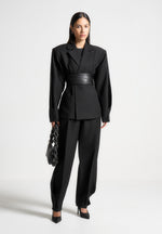 twist-sleeve-tailored-blazer-with-belt-black