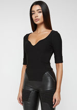 dipped-hem-sleeved-ribbed-top-black