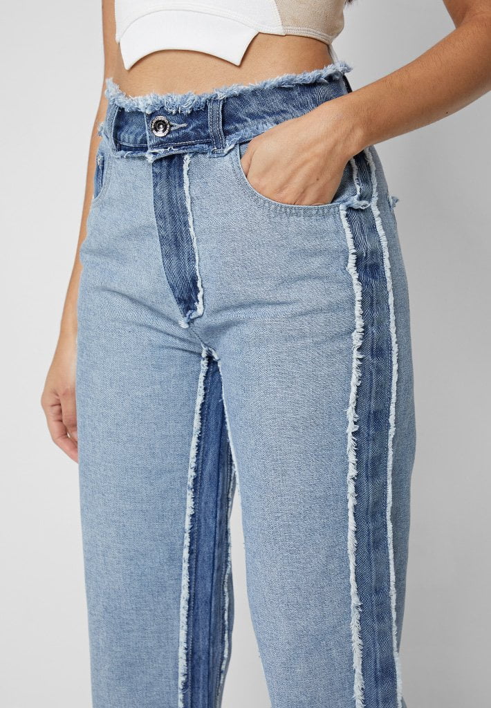 Mom jeans - mid blue // frayed hem – The Style Attic