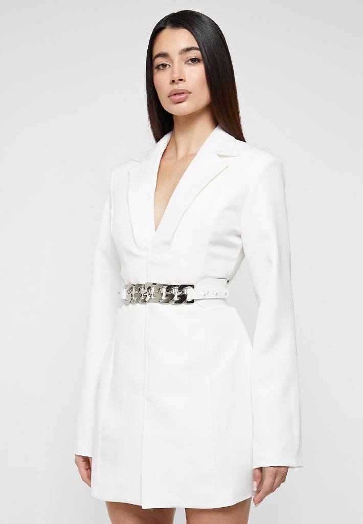 chain-belted-blazer-dress-white