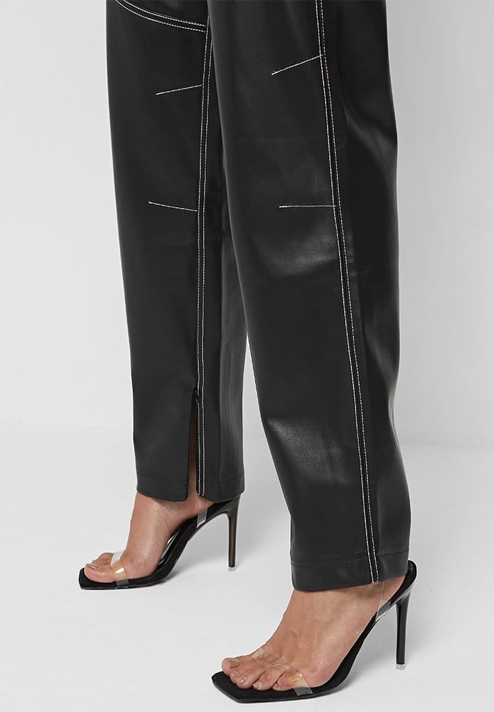 Heart Vegan Leather and Denim Trousers - Black | Manière De Voir