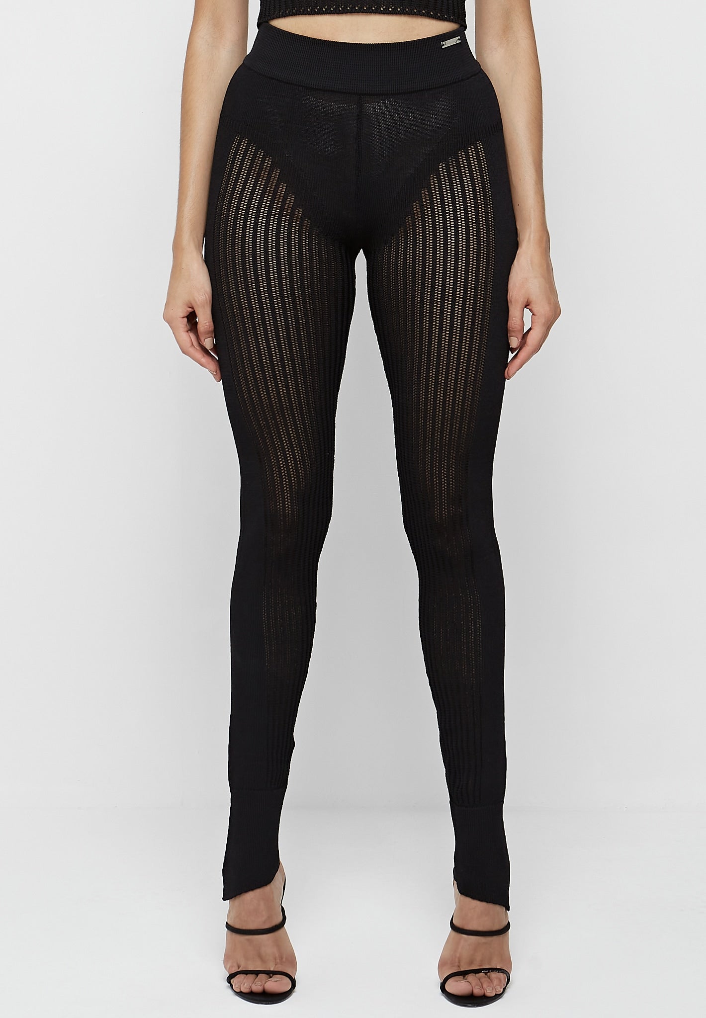 Buy Black knitted fabric leggings with strips: leggings, black color,  knitted fabric, casual style, buy in VOVK online store for 690 UAH.