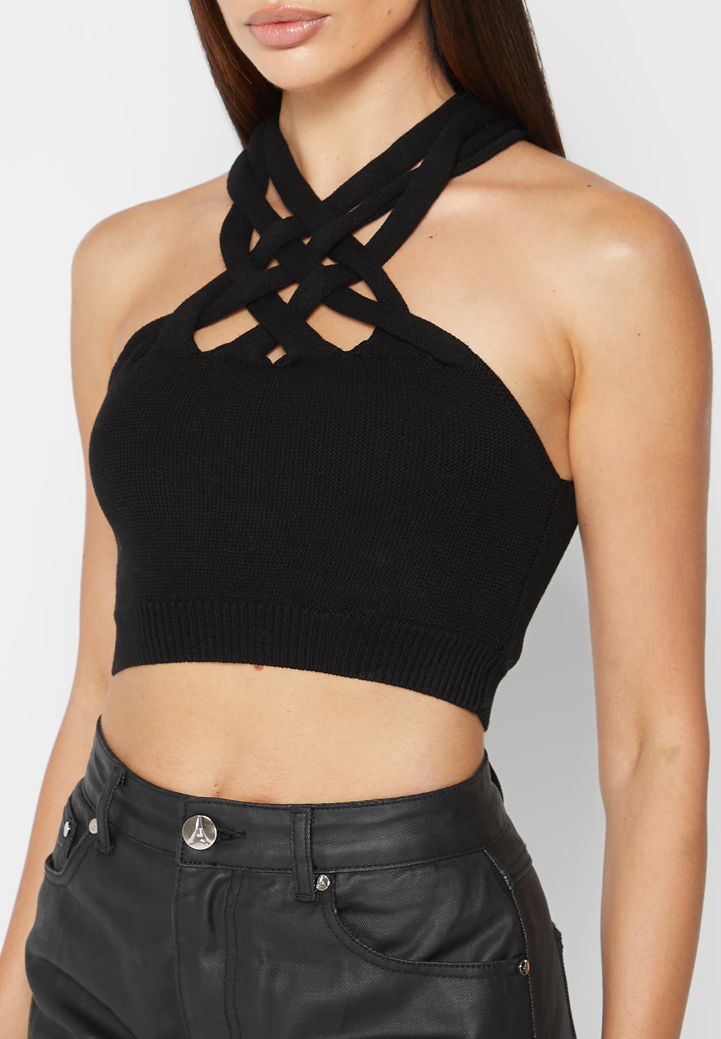 Knitted Twist Top - Black