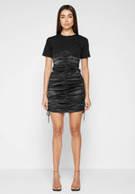 ruched-satin-t-shirt-dress-black