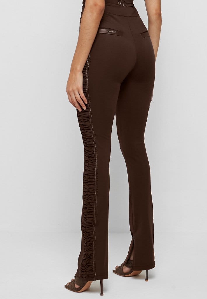 ruched-side-flared-leggings-chocolate-brown